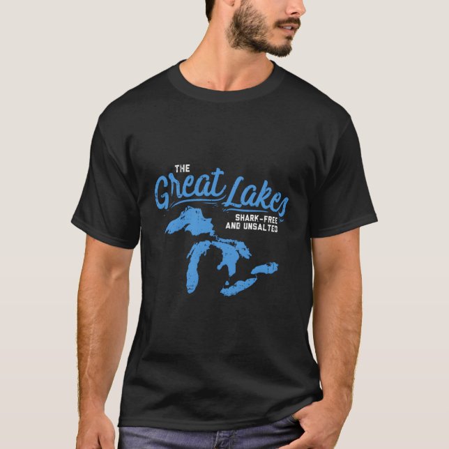 Große Seen Hai Frei ungesalzener Sommerurlaub La T-Shirt (Vorderseite)