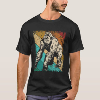 Große Silhouette Gorilla Retro T-Shirt