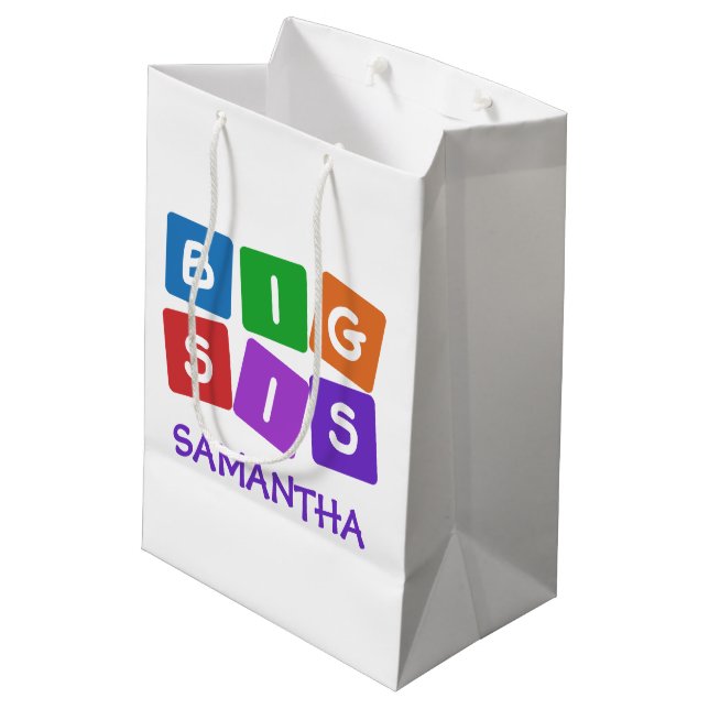 Große SIS-Namegeschenktaschen Mittlere Geschenktüte (Rückseite Schrägansicht)