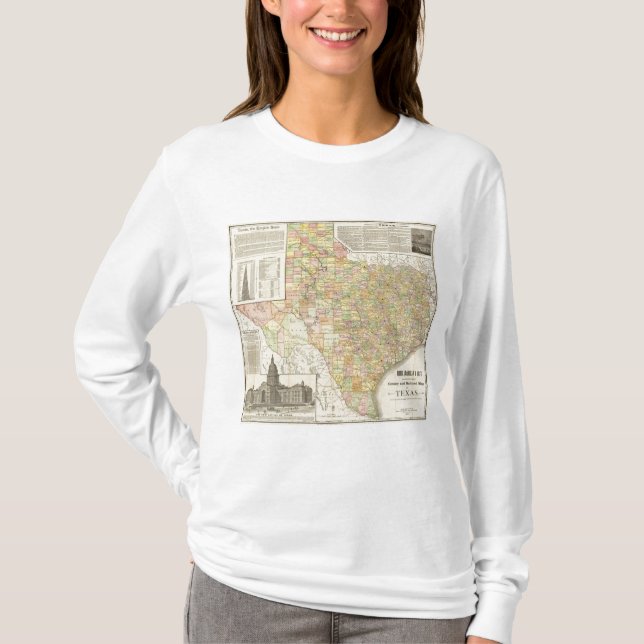 Große Skala-Landkreis-und Eisenbahn-Karte von T-Shirt (Vorderseite)