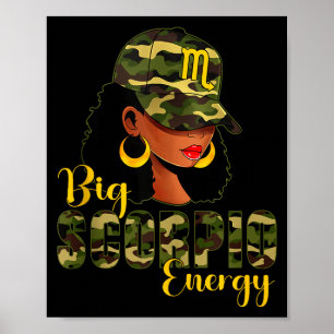 Große Skorpion Energie Tarndruck Schwarz Frauenkap Poster