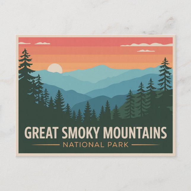 Große Smoky-Berge Nationalpark Postcard Retro Postkarte (Vorderseite)