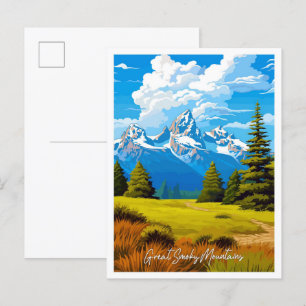 Große Smoky-Berge Reisen Vintage Darstellung Postkarte