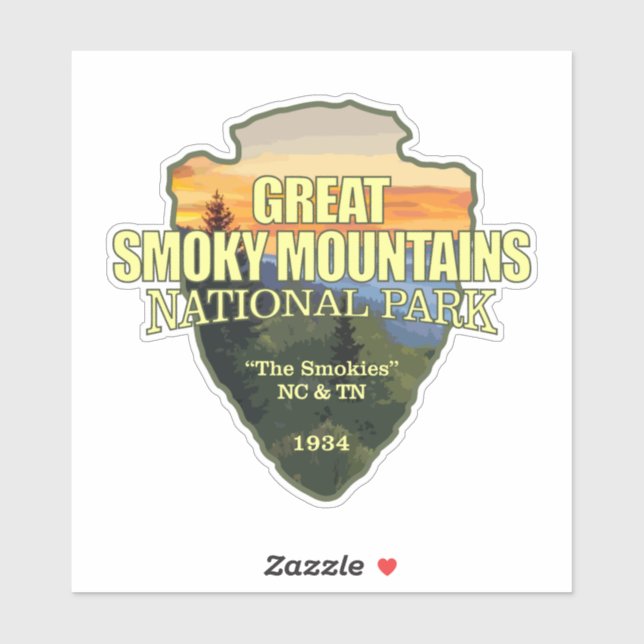 Große Smoky Mountains NP (Pfeilspitzen) Aufkleber (Blatt)