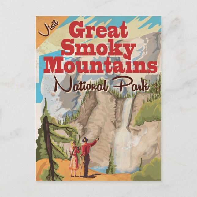 Große Smoky Mountains Travel Print. Postkarte (Vorderseite)