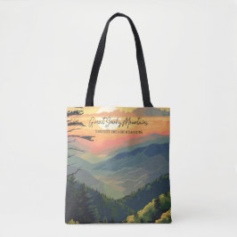 Große Smoky Mountains Vintage Reise Illustration Tasche