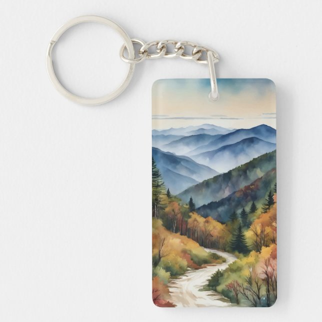 Große Smoky Mountains Wasserfarbener Schlüsselanhä Schlüsselanhänger (Vorderseite)