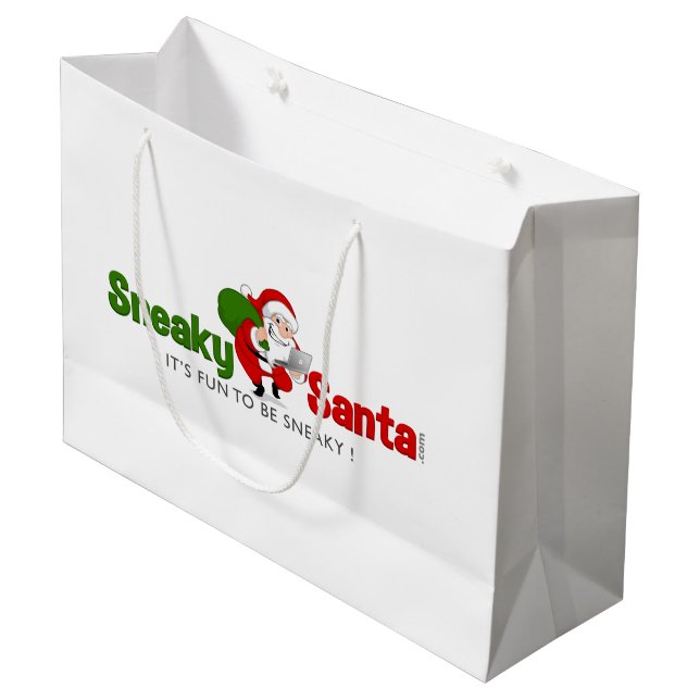Große Sneaky Santa Gift Bag Geschenktüte (Vorderseite Schrägansicht)