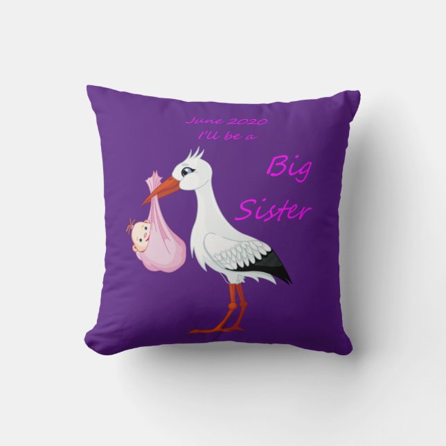 Grosse Soeur Lancer Oreiller Baby Stork Juin 2020 (Recto)