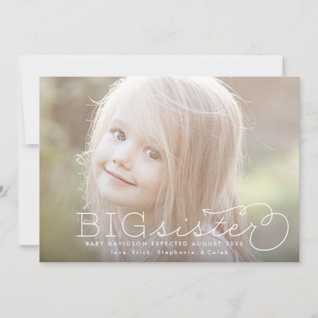 Grosse soeur soeur soeur Faire-part de grossesse (Devant)