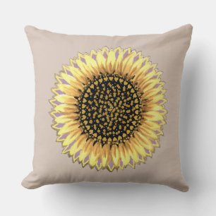 Große Sonnenblume, Herzen & goldene Punkte Kissen