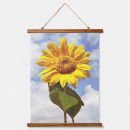 Große Sonnenblumen Grün und Gelb Blume Blumenstrau Wandteppich Mit Holzrahmen