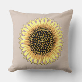 Große Sonnenblumen, Herz und goldene Punkte Kissen