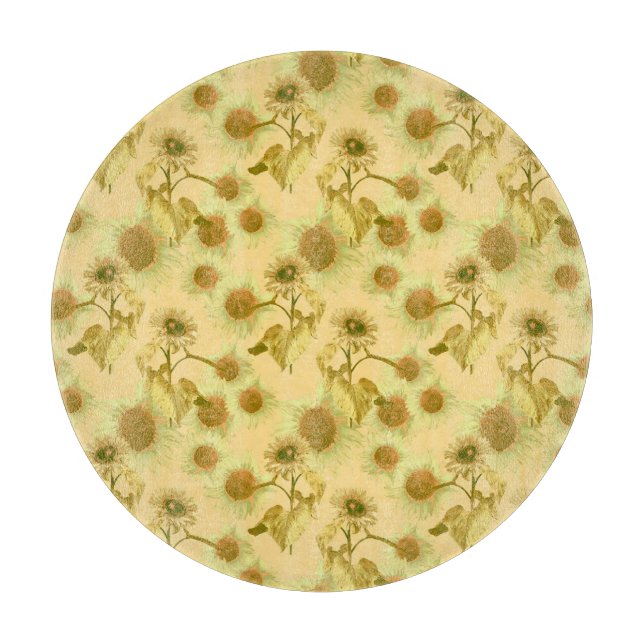 Große Sonnenblumenmuster Schneidebrett (Vorderseite)