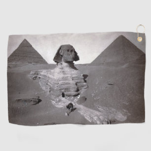 Große Sphinx unausgegraben & Gizeh-Pyramiden Ägypt Golfhandtuch