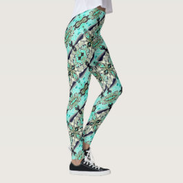 Große Spiegel von Aquamarine und Grautönen Leggings