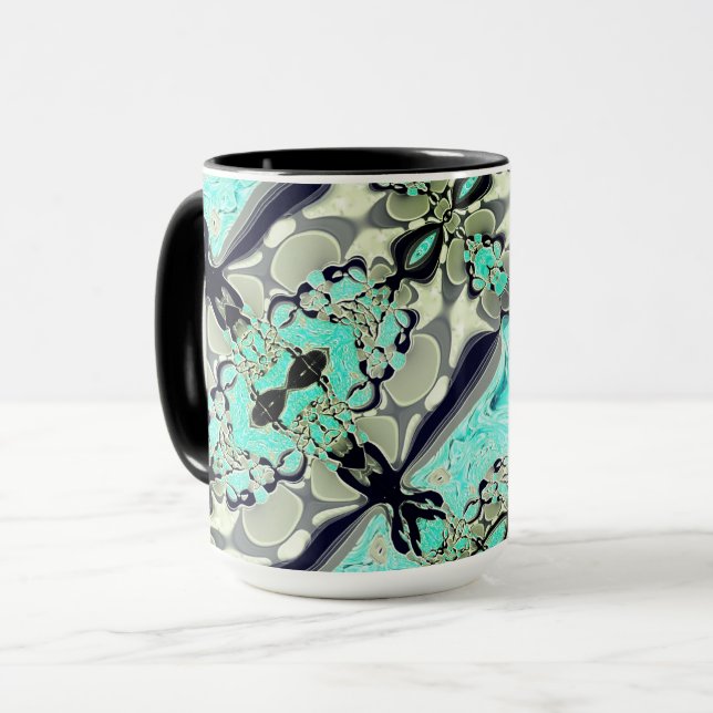 Große Spiegel von Aquamarine und Grautönen Tasse (Vorderseite Links)