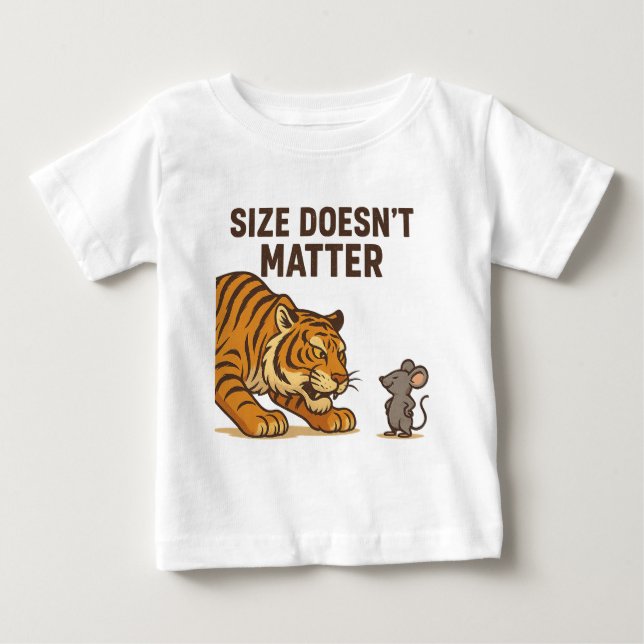 Größe spielt keine Rolle - Funny Tiger und Mouse D Baby T-shirt (Vorderseite)