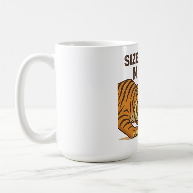 Größe spielt keine Rolle - Funny Tiger und Mouse D Kaffeetasse (Links)