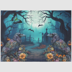 Große Spooky Raven Spuk Halloween-Dekoupage Seidenpapier