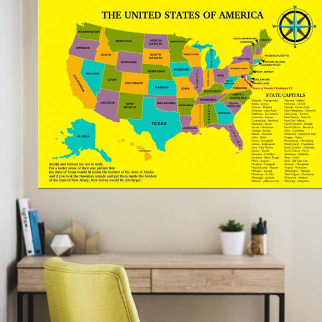 Große Staaten Wall Map Lehrhilfe Poster (Large US map will help your child learn the states, their capitals and more. )
