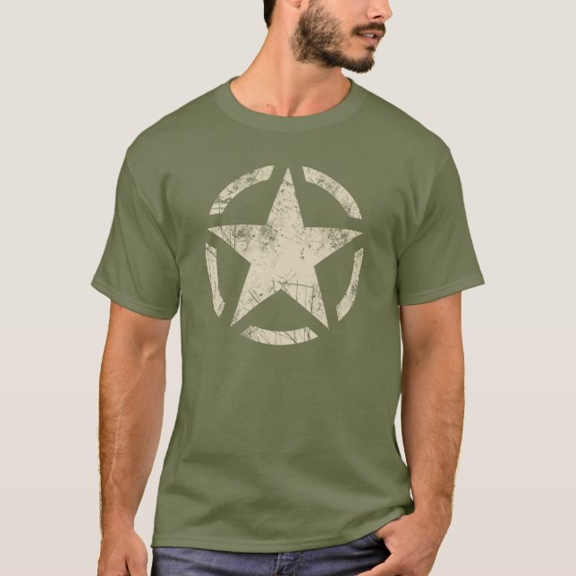 Große Star Grunge gestörter Stil T-Shirt (Vorderseite)