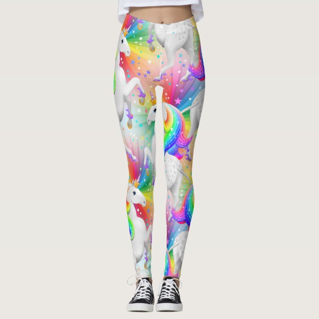Große Sternexplosion Prinzessin Einhorn mit Sterne Leggings (Vorderseite)