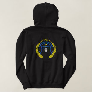 Große Stickerei des coolen anonymen Logo-Symbols Bestickter Hoodie