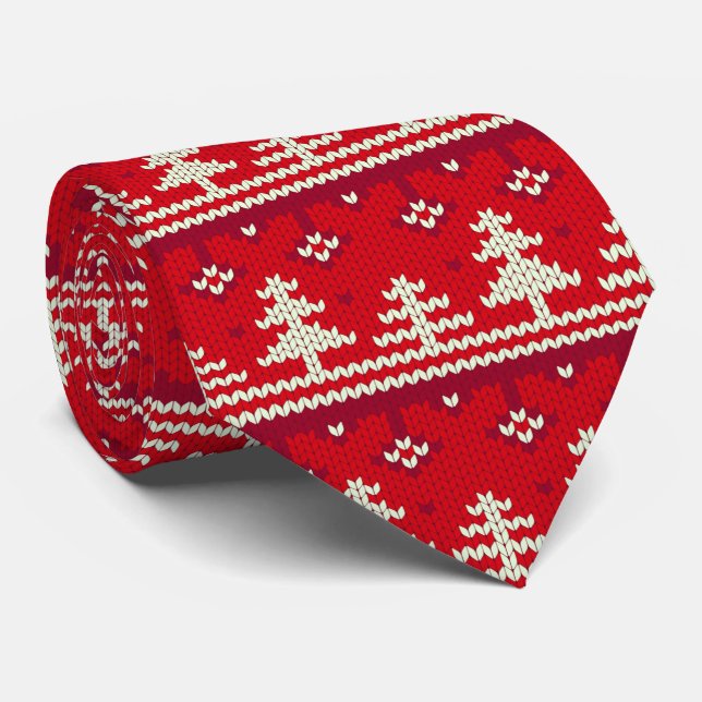 Große Stitte Weihnachtsweih Sweater Look Roter Wei Krawatte (Gerollt)