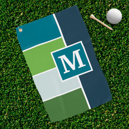 Große Streifen in blau und grün mit Monogram Golfhandtuch