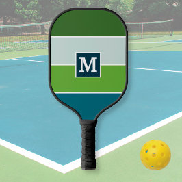 Große Streifen in blau und grün mit Monogram Pickleball Schläger