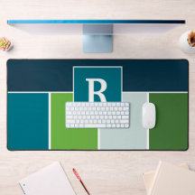 Große Streifen in blau und grün mit Monogram