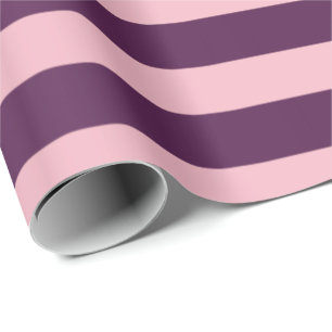 Große Streifen-Linien Pflaumen-lila violettes Ros Geschenkpapier