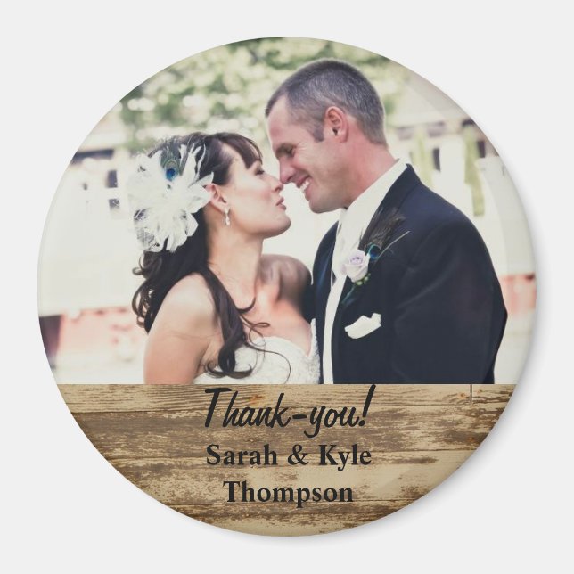 Grosse taille Rustique Mariage Photo Magnet Merci (Devant)