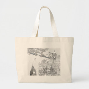 Große Taschen-Tasche - Ikonen von London Jumbo Stoffbeutel