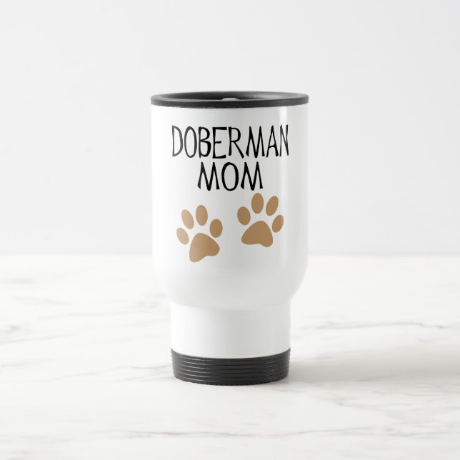 Große Tatzen-Dobermann-Mama Reisebecher (Mittel)
