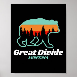 Große Teilung Montana Skifahren Snowboarden Bären Poster