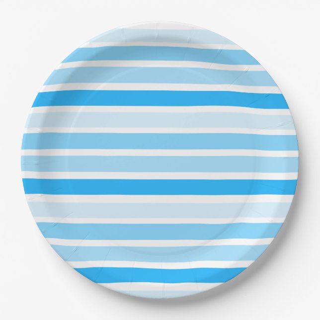 Große Teller aus blauem Streifen (Vorderseite)