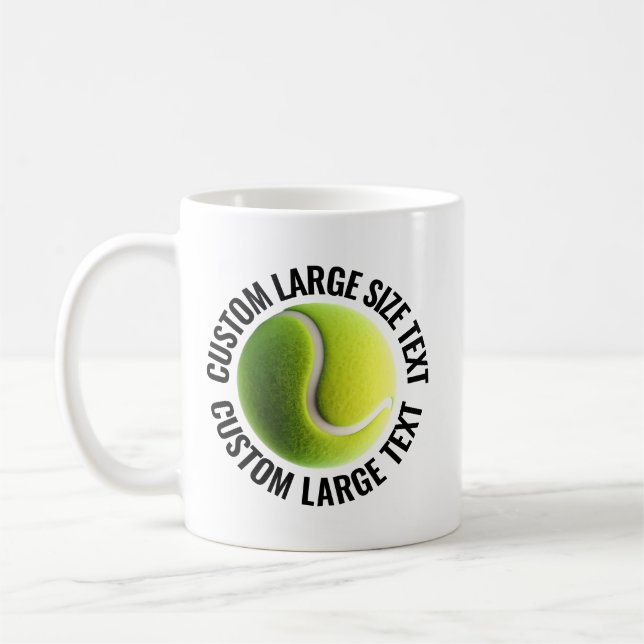 Große Text 325ml personalisierte Tennistasse Kaffeetasse (Links)