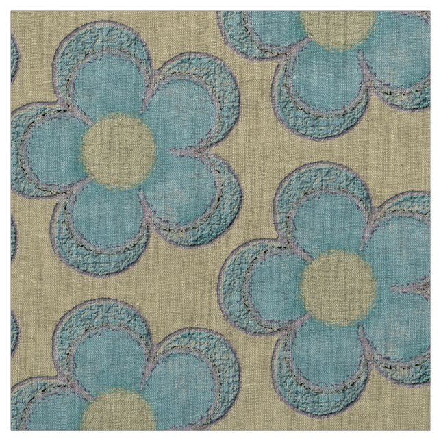 Große Texturierte Blume (gelb/aquamarin) Stoff (Muster)