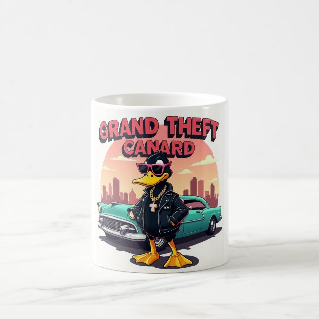 Große Theft Canard - Die Rebellenente des Gamings Kaffeetasse (Mittel)