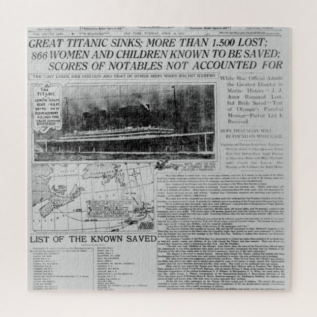 Große Titanic Sinks! Vintage Schlagzeilen (Vertikal)