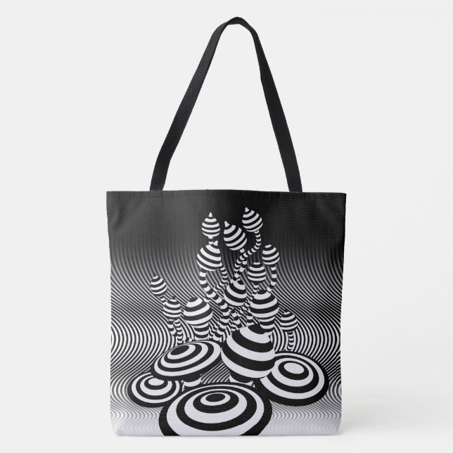 Große Tote Tasche Magic Pilze optische Design. (Vorderseite)