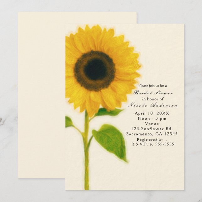 Grosse Tournesol Peint Rustique Invitations Pays (Devant / Derrière)