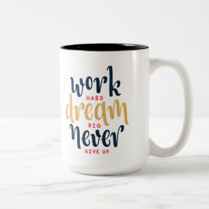 Große Traumarbeits-harte Kaffee-Tasse Zweifarbige Tasse