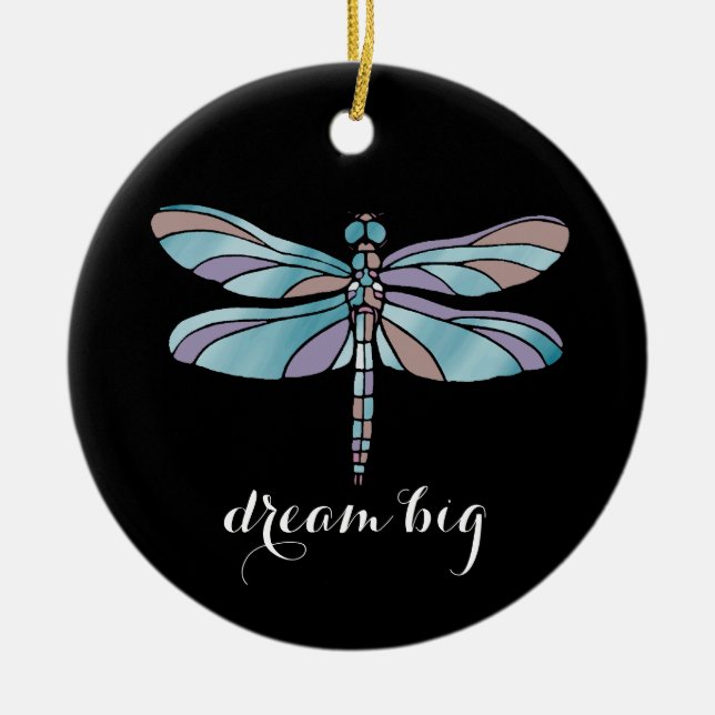 Große Traumlibelle Keramik Ornament (Vorne)