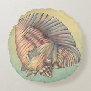Große Tritonshorn-PastellMuschel Rundes Kissen