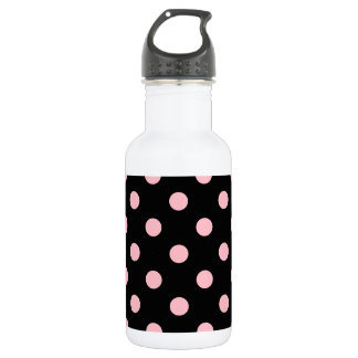 Große Tupfen - Rosa auf Schwarzem Trinkflasche