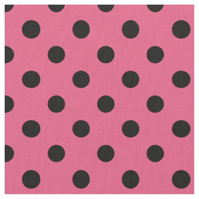Große Tupfen - Schwarzes auf dunklem Rosa Stoff (Nahaufnahme)
