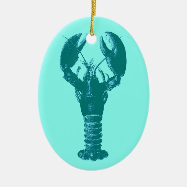 Große türkisfarbene Hummer im Aquarium Keramik Ornament (Vorne)